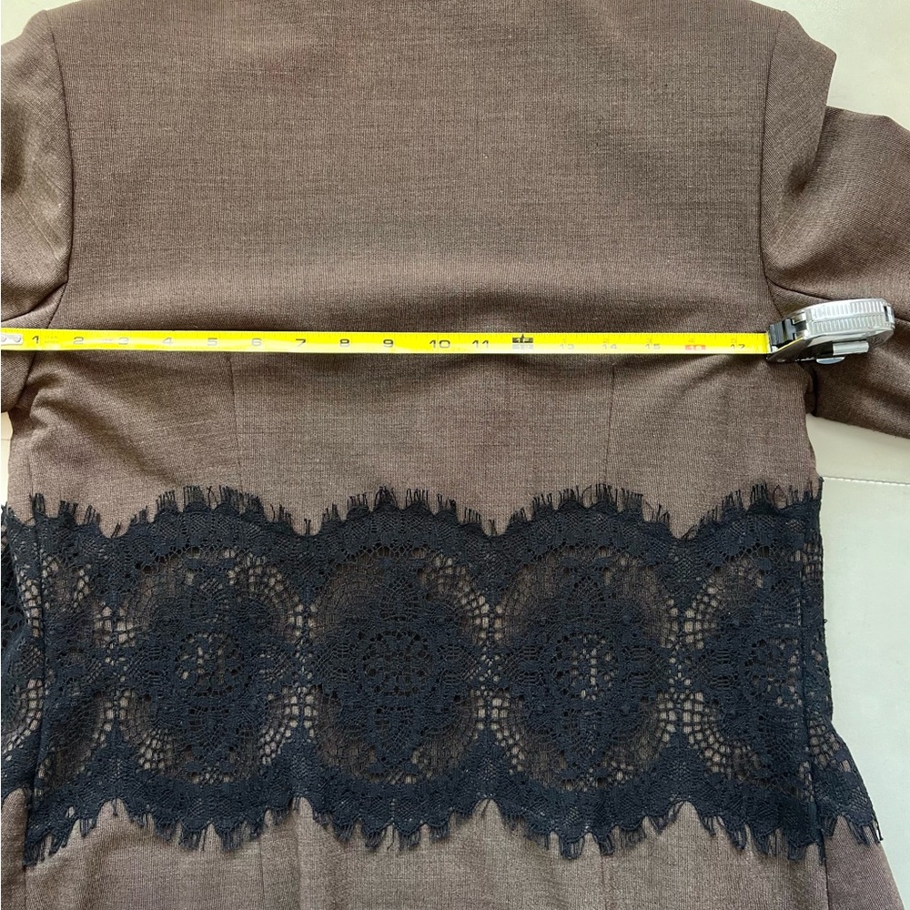 Designer Jacket in Brown & Black Lace Accent L - NWOT - Picture 6 of 11